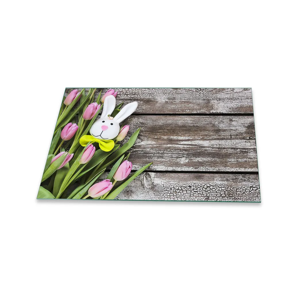 Piastra Copertura Vetro 80x52 Fiori Viola - Proteggi Piano Cottura