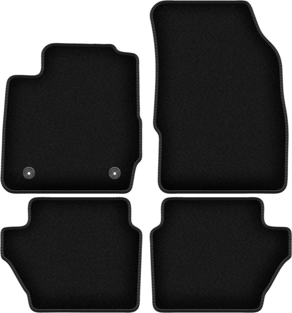 Wielganizator Velours-Autoteppiche – passend für Ford Fiesta MK7 (Schrägheck, Bj. 2011-2017) – schwarz, passgenau, mit Befestigungen set 4 Stk.