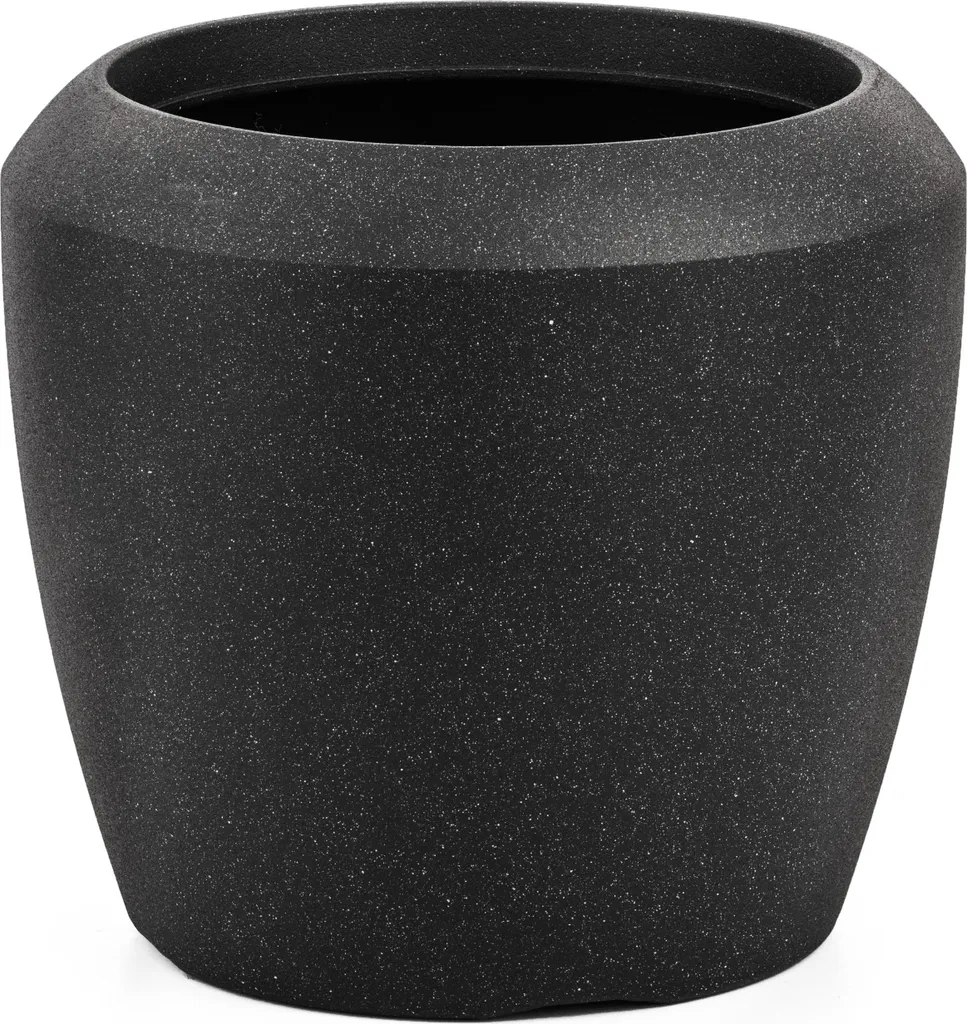 Cache-pot rond G21 charbon 33,5 cm de diamètre en résine haute qualité