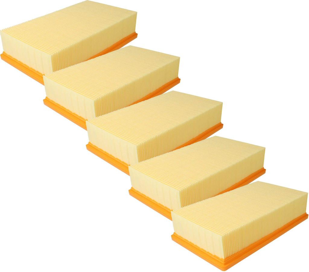 vhbw 5x Flachfaltenfilter F7 kompatibel mit Dewalt D27902, D27091, D279015, D27902 / M, D279025, D27900, D279015-XJ, D27902M Staubsauger