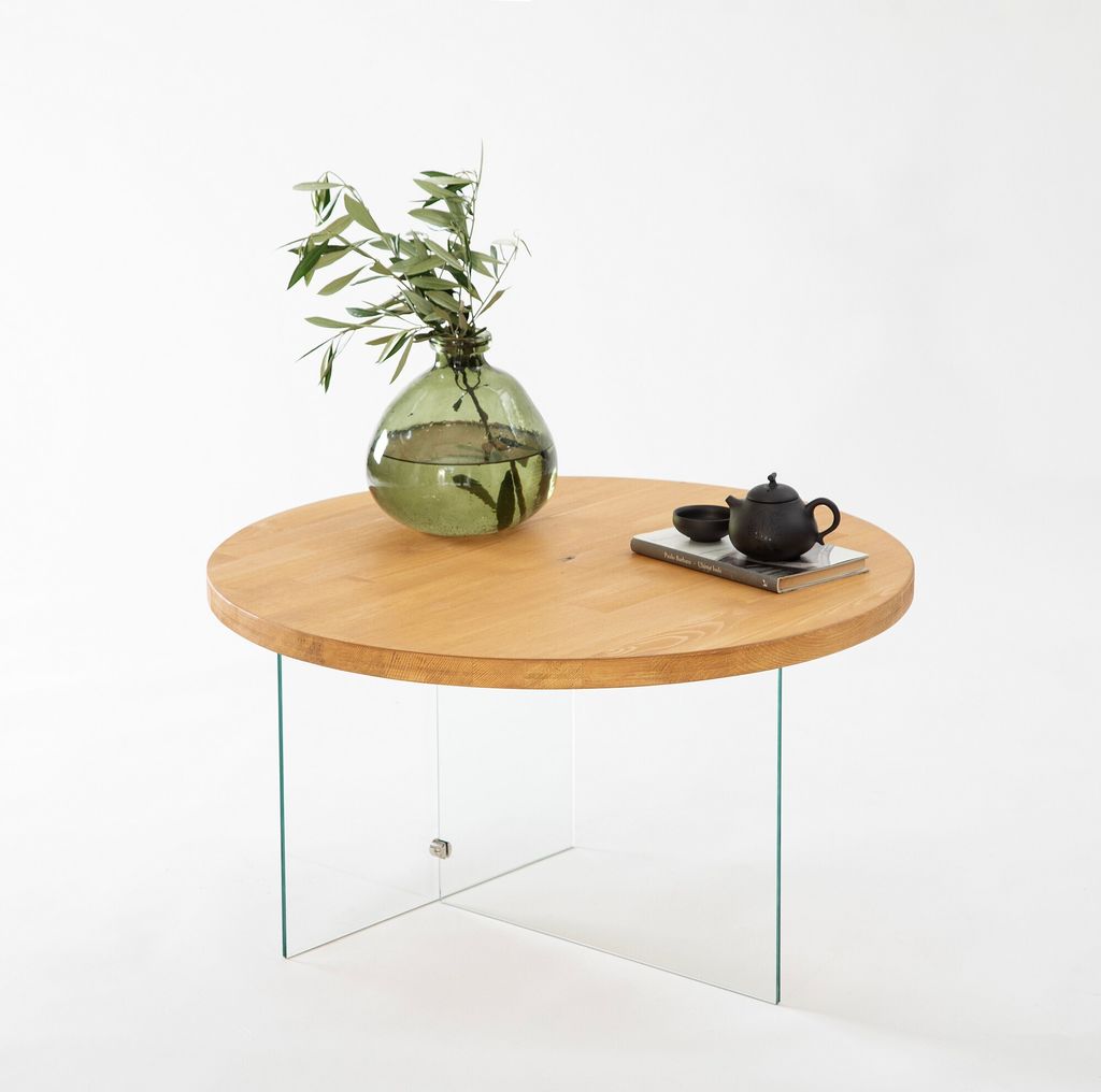 Skye Decor, Serenity - Transparent, Oak, Couchtisch, 100 % gehärtetes Glas, Transparent, 70 x 40 cm
