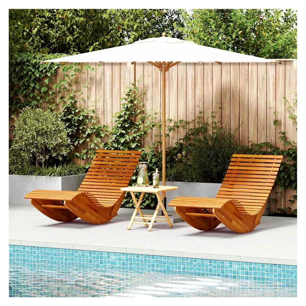 Wippender Sonnenliegestuhl aus Akazienmassivholz - Entspannung im Garten