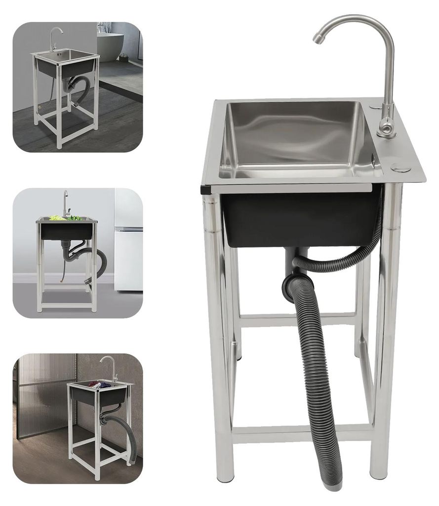 Évier utilitaire, en acier inoxydable, dimensions 17,7 x Image du produit 