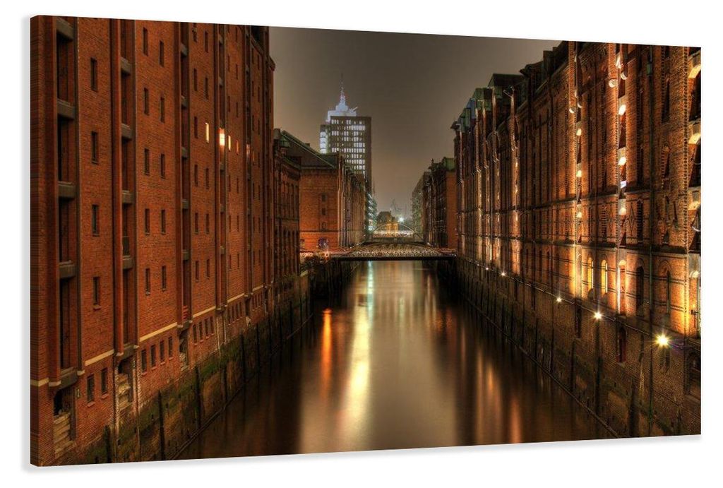 5051 Hamburg Kanal Leinwandbild 120x80 cm