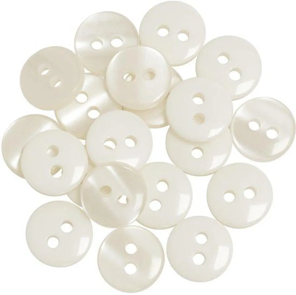 Lot de 20 Boutons Plastique 11,5 mm Écru pour Remplacement et Finitions
