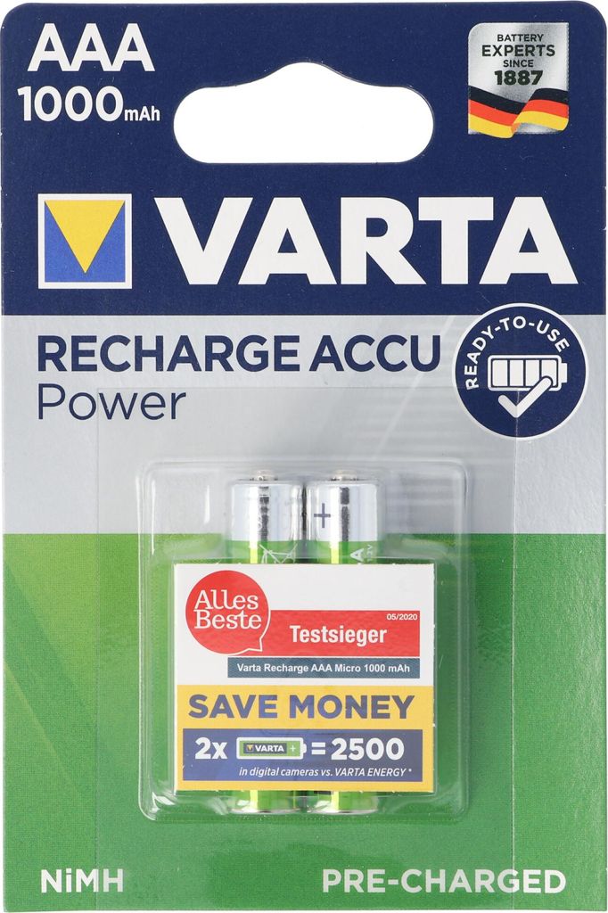 Varta 5703 Ready2Use Accu Micro 1000mAh 2er Pack Produktbild 