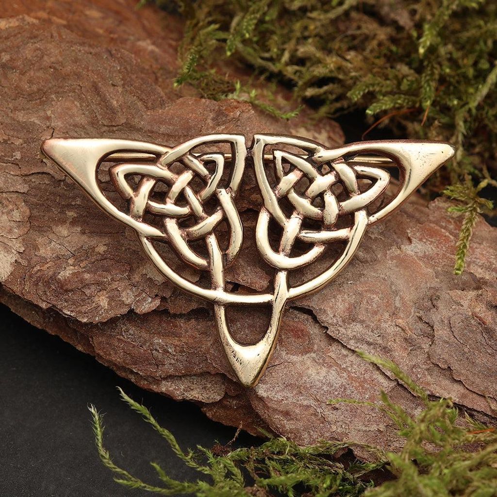 Drachensilber Dreiecks Knoten Brosche Bronze Gewandnadel Schmuck Mittelalter