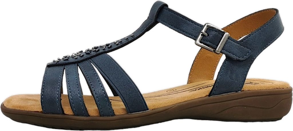 Romika Damenschuhe Sandalen Flach Blau Freizeit, Schuhgröße:40 EU