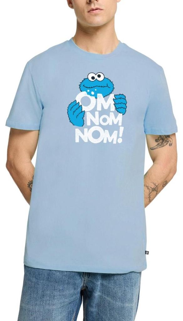 Spreadshirt Sesamstraße Krümelmonster Om Nom Nom Männer Premium T-Shirt, XXL, Hellblau
