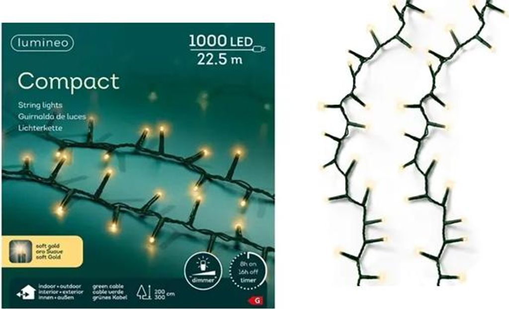 LED Weihnachtsbaum Lichterkette Warmgolden 1000 LEDs 22,5m Produktbild 