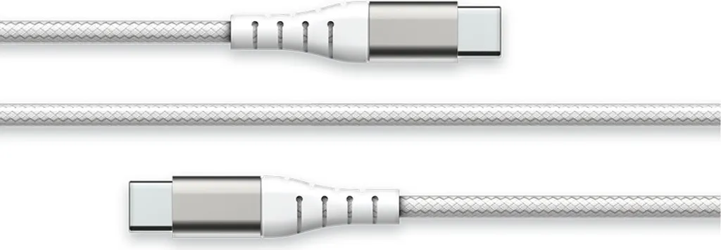 Force Power, cavo rinforzato da USB-C a USB-C 3A per la ricarica e la sincronizzazione 2 m, bianco