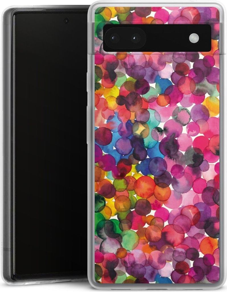 DeinDesign Slim Hülle für Google Pixel 6a Silikon Case Ultra Dünn Handyhülle Punkte Wasserfarbe bunt