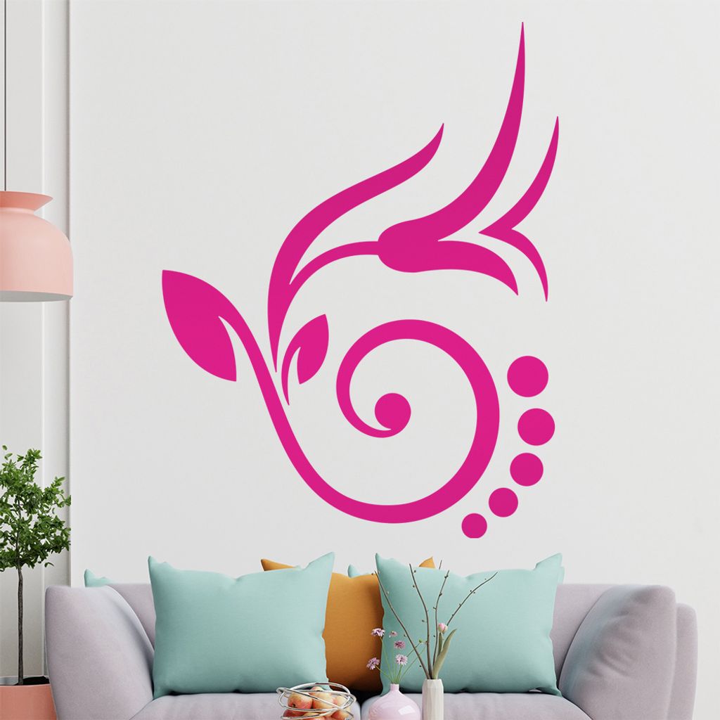 Blume - Linien Punkte Wandtattoo in 6 Größen - Wandaufkleber Wall Sticker - Dekoration, Küche, Wohnzimmer, Schlafzimmer, Badezimmer