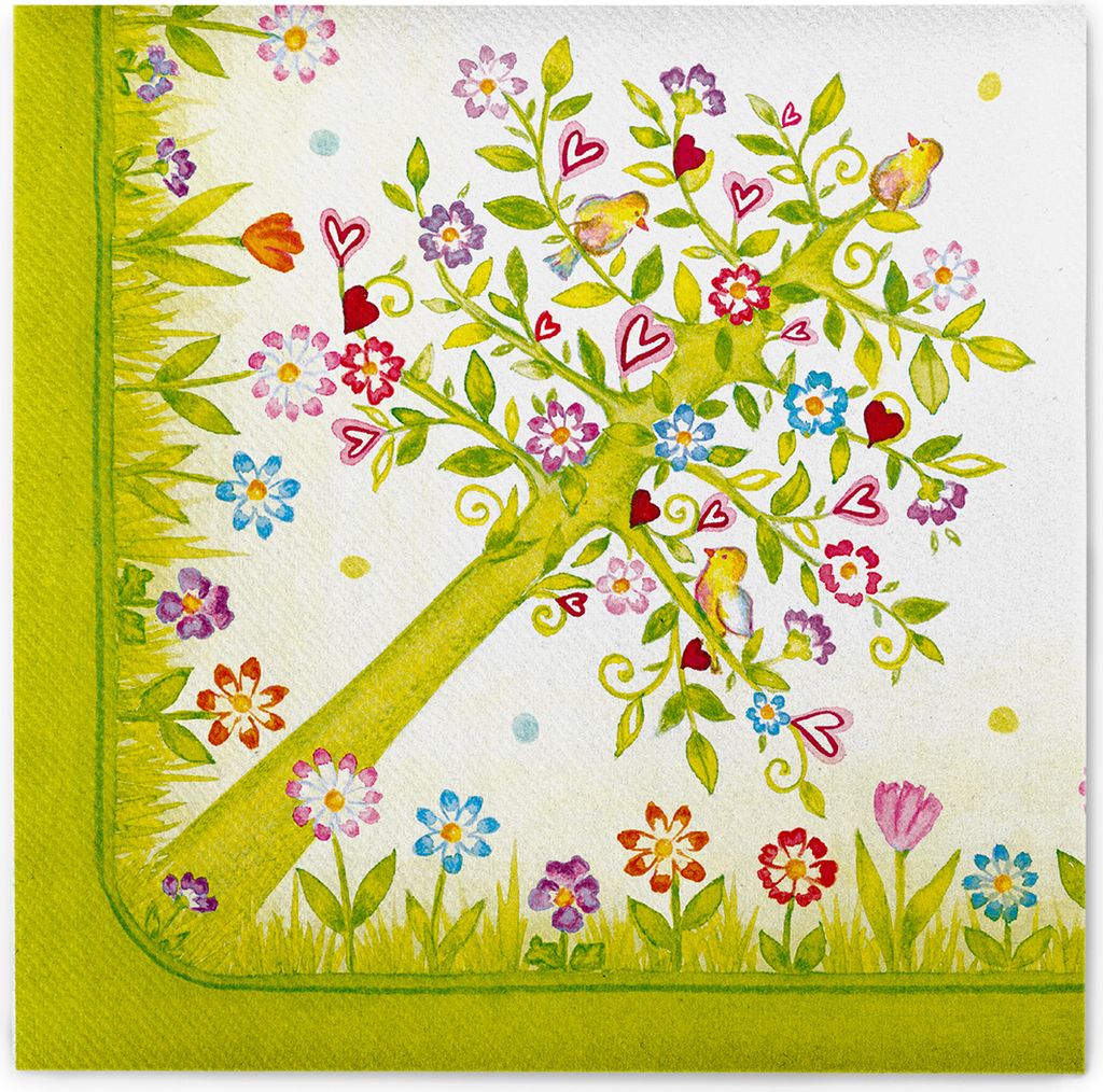 Airlaid Serviette Insa, 40 x 40 cm, 50 Stück - Mank - Floral Frühling Sommerwiese