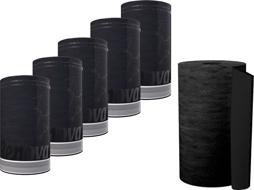6er Pack Renova Küchenrollen Black Schwarz - Küchenrolle Produktbild