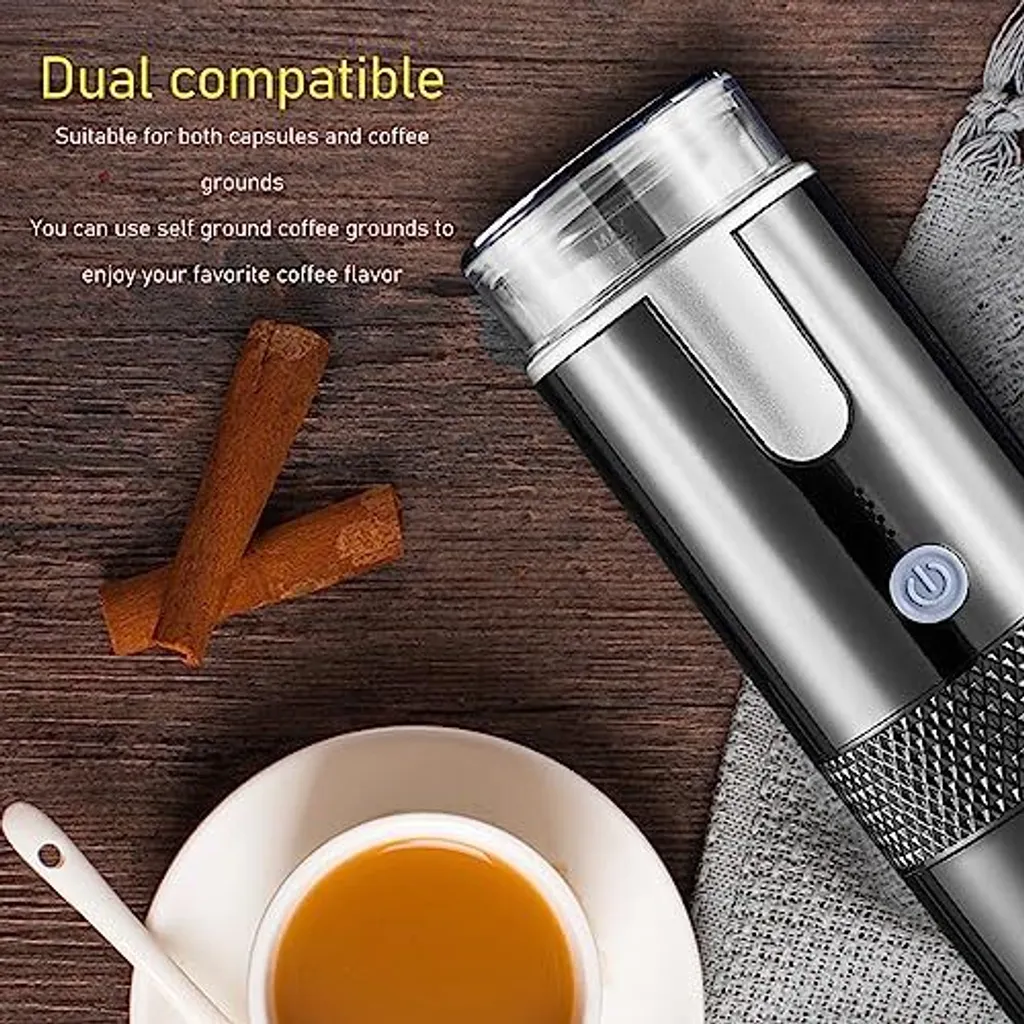 ASIXXSIX Caffettiera portatile, mini macchina per caffè espresso di tipo C ricaricabile senza fili con batteria da 1200 mAh, serbatoio dell'acqua da 160 ml, da viaggio in campeggio - 5