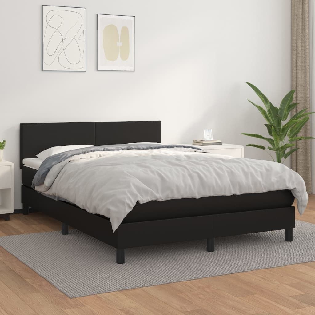 Maison Exclusive - Boxspringbett mit Matratze Schwarz 140x200 cm Kunstleder