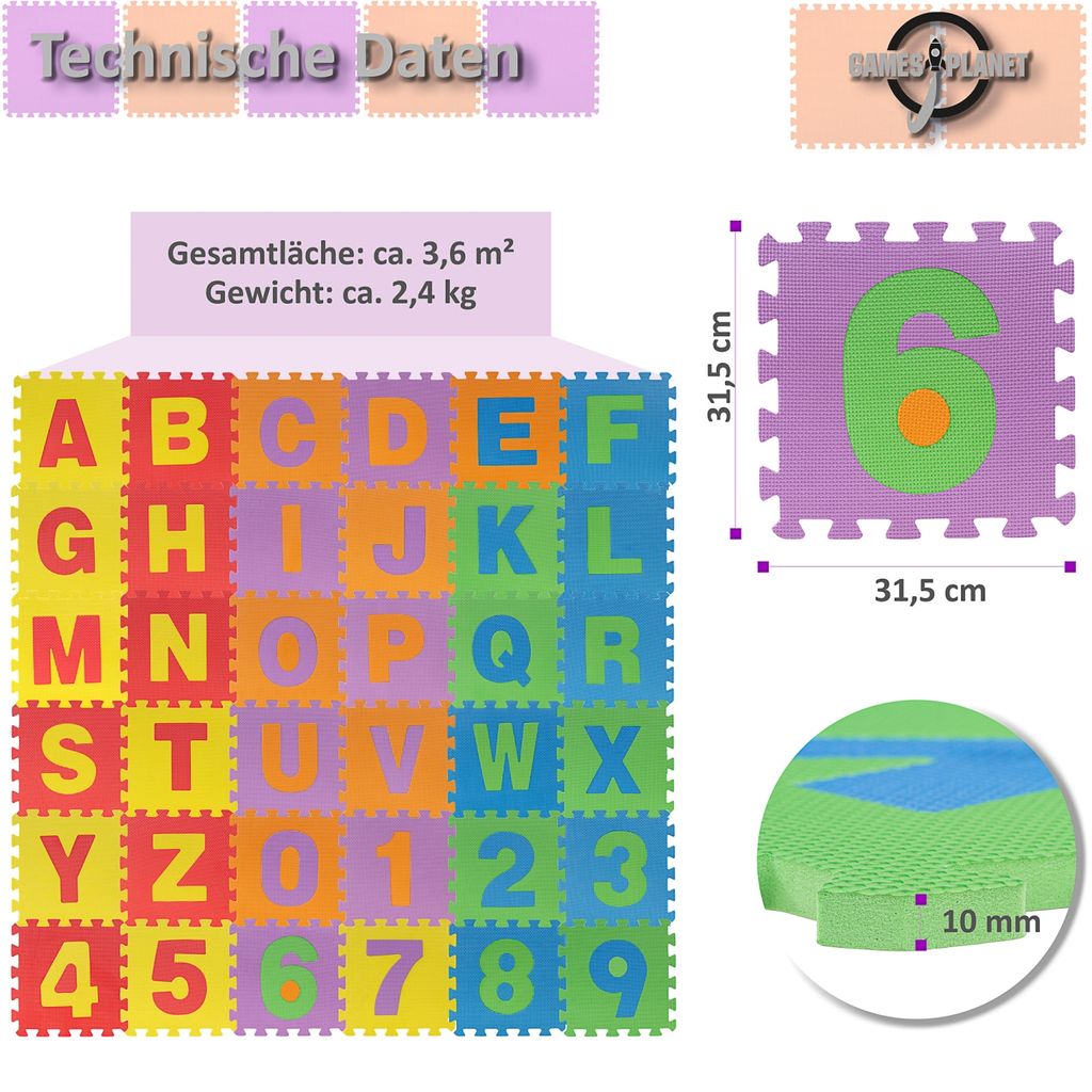 Buchstaben-Puzzlematte – 10-teiliger Weicher Spielteppich Zum Lernen Und Bauen
