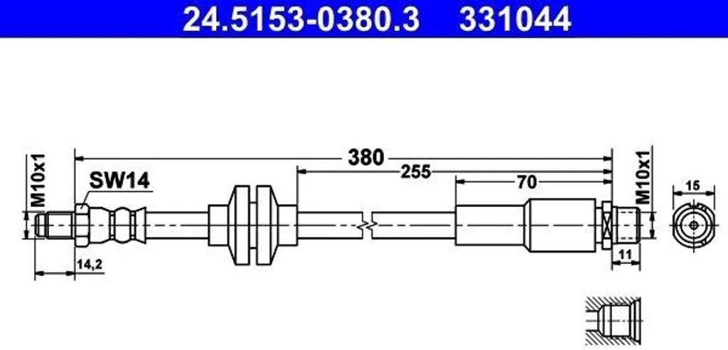 Flexible de Frein Renforcé ATE 380mm pour Croma Référence 51757836