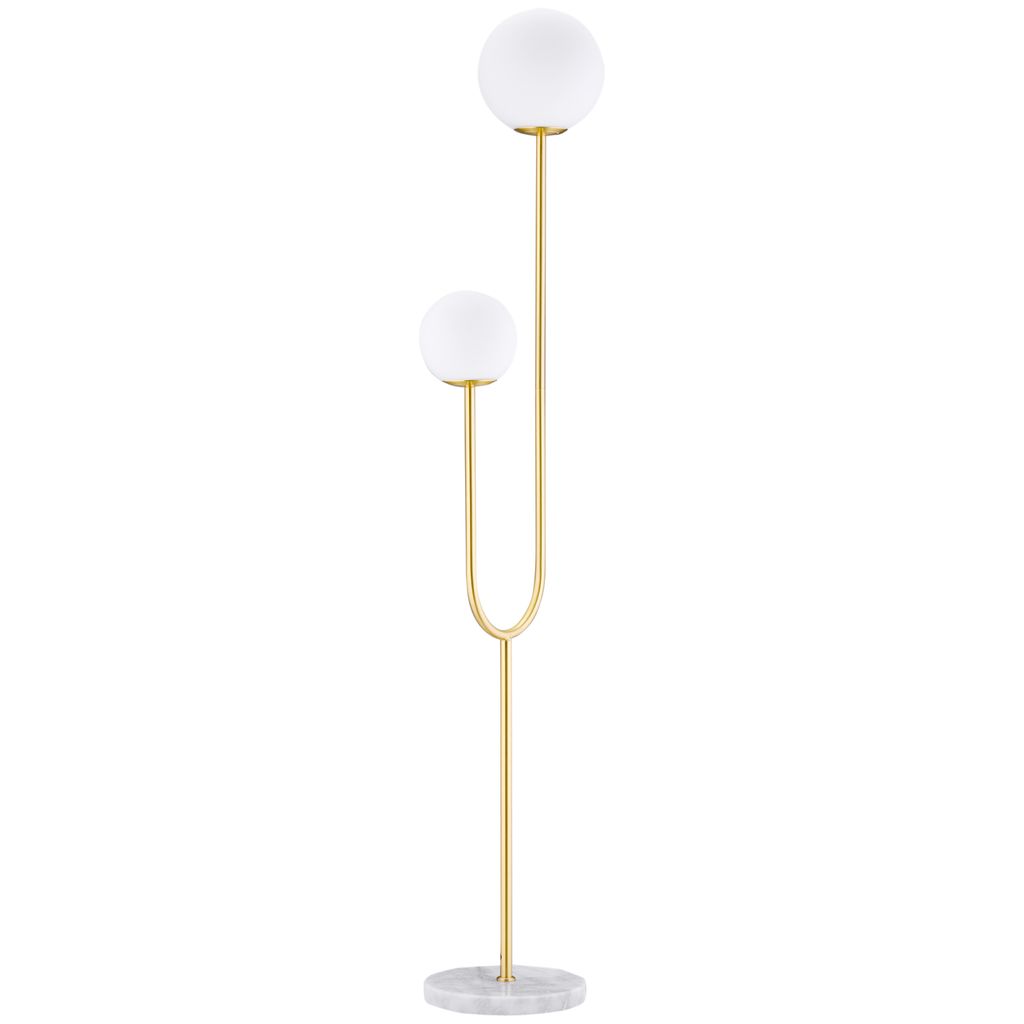 HOMCOM Metall-Stehlampe. Goldene Wohnzimmer-Stehlampe mit 2 Produktbild 