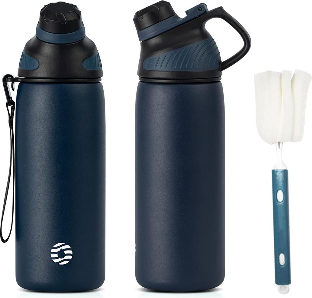 Fjbottle Edelstahl Trinkflasche Sport mit Magnetischem Deckel 1L, 800ml, 600ml, 400ml BPA-Frei Auslaufsichere Kinder Flasche - Kohlensäure geeignet