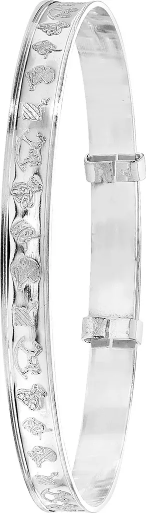 Cadeau de Baptême : Jonc Bébé Argent fin 925 - Bracelet de Naissance 4cm