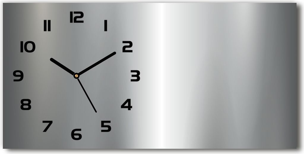 Wanduhr aus Glas – 60x30 cm - Glasbild - Glasuhr - Gehärtetes Glas - schwarze-zeiger - Metall-Hintergrund