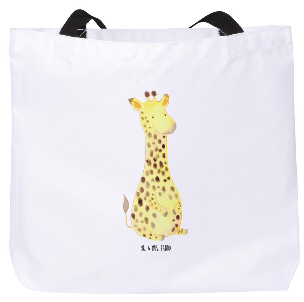 Mr. & Mrs. Panda Reisetasche Giraffe Zufrieden - Weiß - Geschenk, Abenteuer, Afrika, Laptoptasche, Glück, Schultasche, Strandtasche, Tote Bag, Ta...