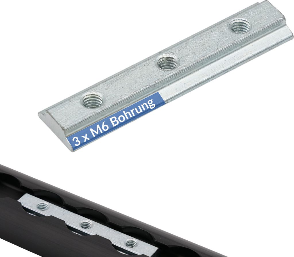 Nutenstein galvanisch verzinkt 3x M6 Gewinde