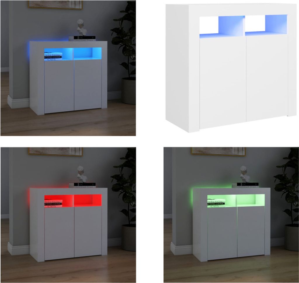 vidaXL Sideboard mit LED Leuchten Weiß 80x35x75 cm - Sideboard - Sideboards - Seitenschrank - Seitenschränke