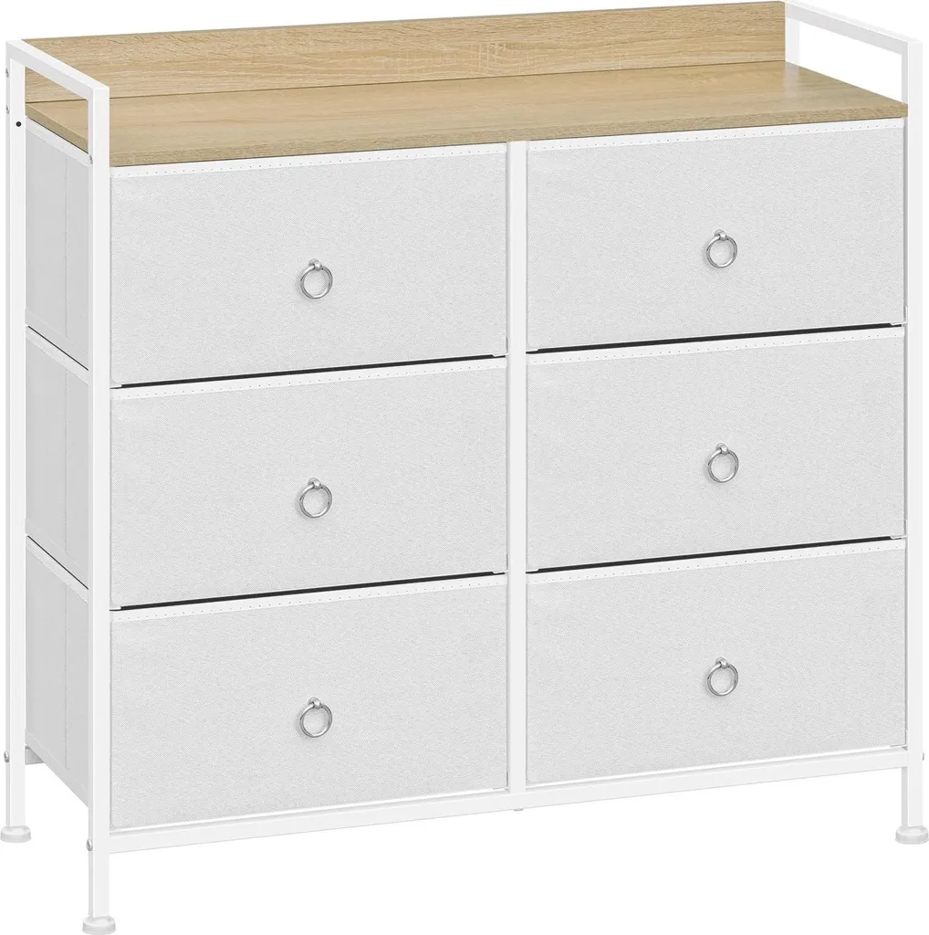 Meuble de rangement blanc design moderne 6 tiroirs en tissu amovibles