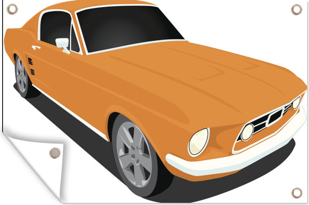 MuchoWow 120x80 cm Outdoor-Poster Gartendeko Sichtschutz Garten Poster für den Garten Illustration eines orangefarbenen Mustangs