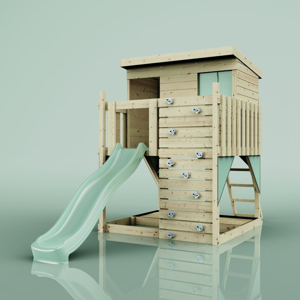 OutdoorToys Stelzenhaus Polarstern aus Holz in Grün Mintgrün