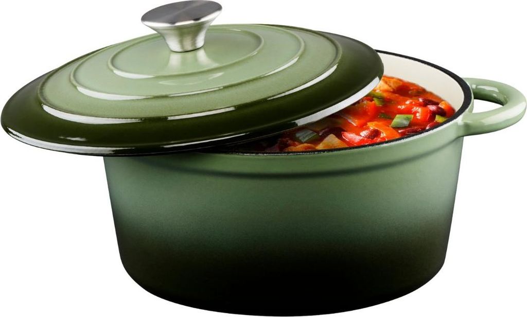 alpina Dutch Oven – Gusseisen Topf Induktion 3,8 L Ø 24 cm - Schmortopf mit Deckel – Gusseisen Bräter Spülmaschinenfest - für Alle Wärmequ...