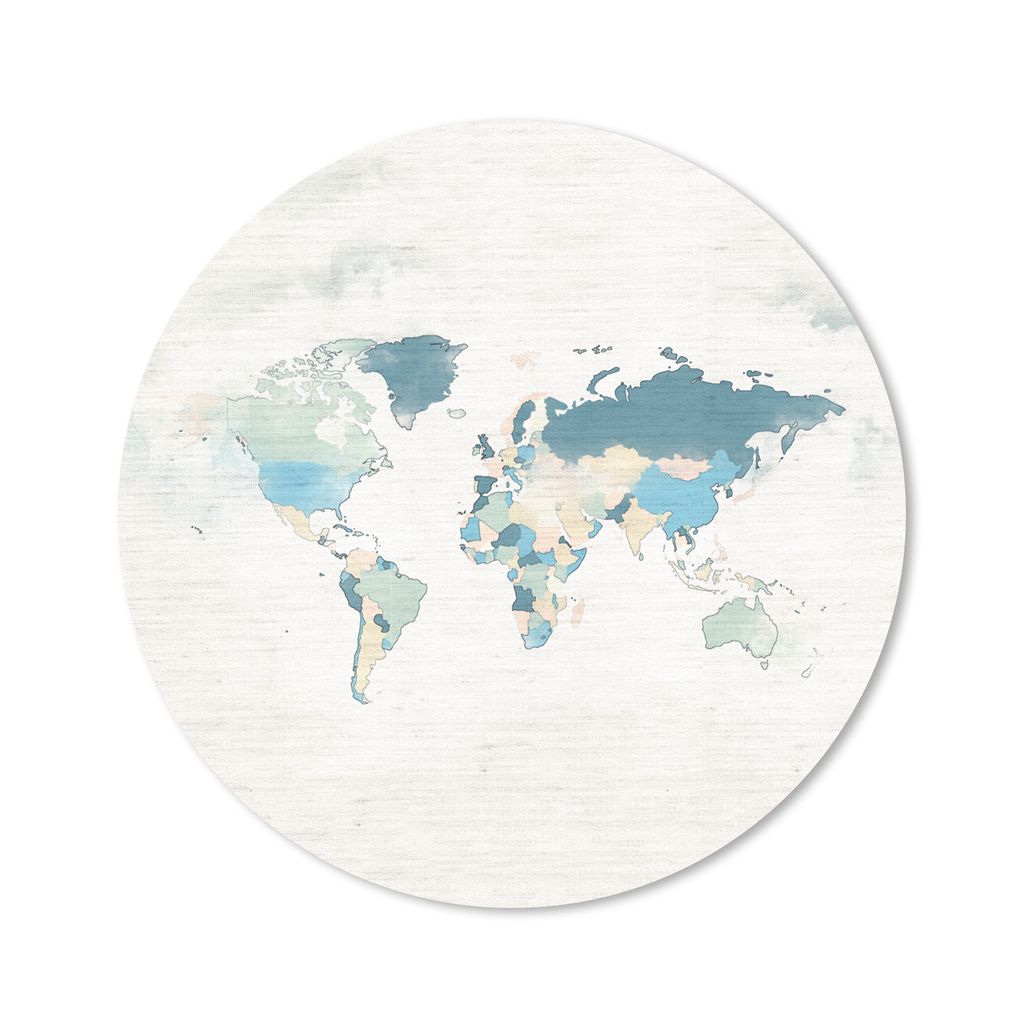 MuchoWow Mauspad Mousepad Weltkarte - Farben - Weiß 30x30 cm - Mousepads - Maus Mat - Pad - Mausunterlage - Tischunterlage - Schreibtischmatten