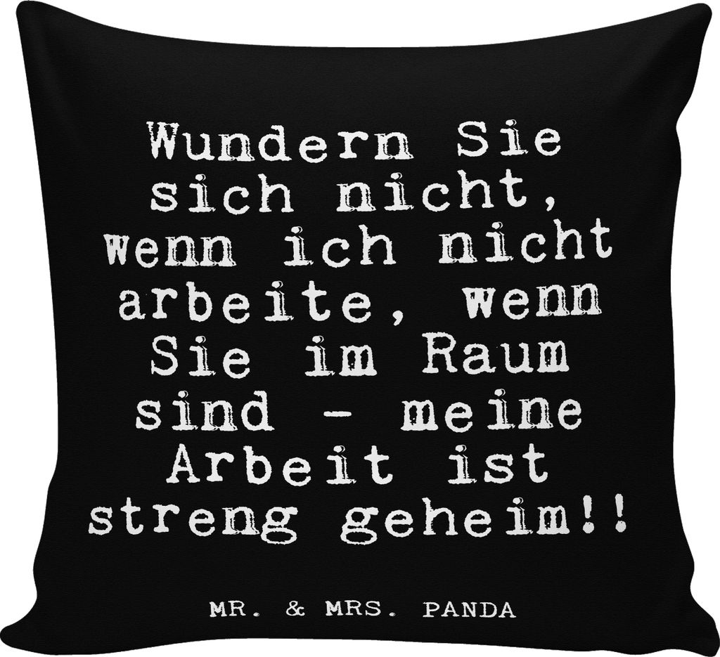 Mr. & Mrs. Panda kuschelkissen 40x40 Wundern Sie sich nicht,... - Schwarz - Geschenk, Chef, Polster, zier kissen, Lustige Sprüche, Arbeitskollegin...