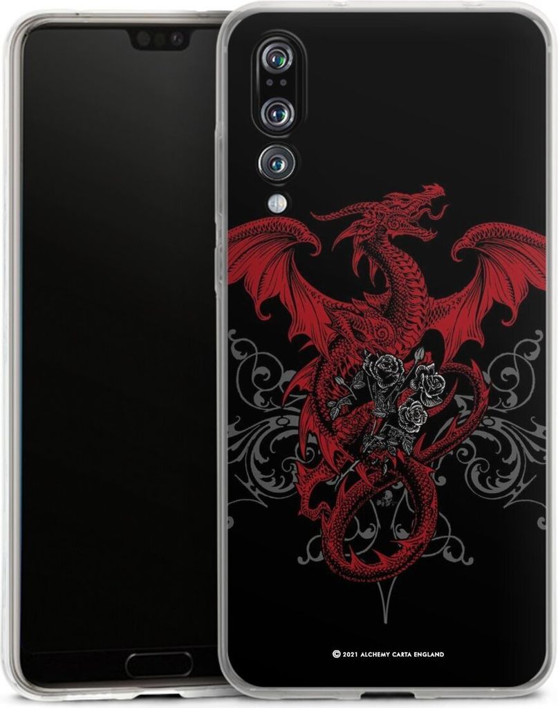 DeinDesign Handyhülle für Huawei P20 Pro Silikon Hülle Case Smartphone Schutzhülle Drache Gothic Rot