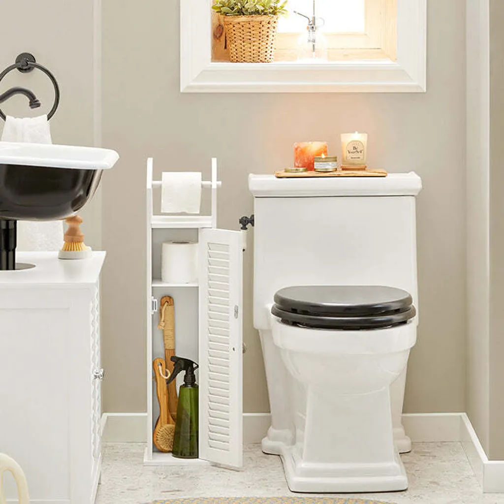 Meuble WC résistant à la moisissure - Rangement aéré à porte à lattes - 3