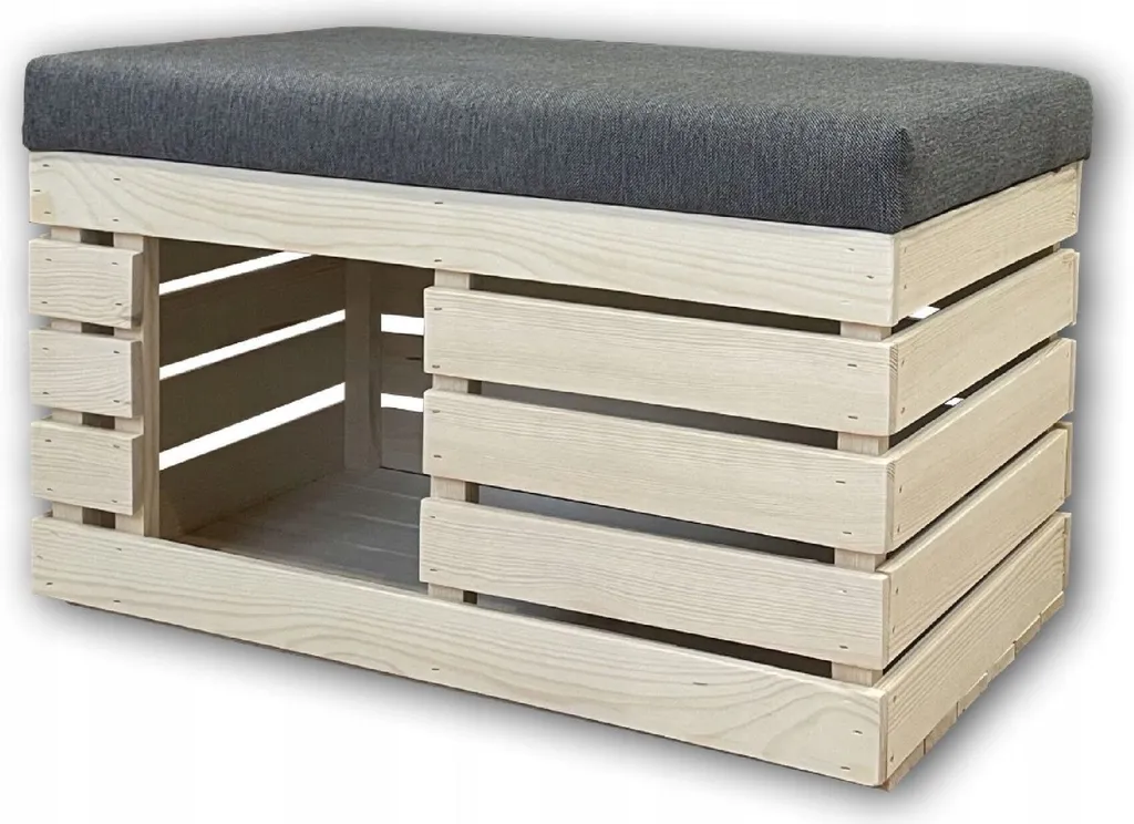 Maison pour chat Boîte en bois avec banc velours 60x40x42 cm 10129 - Gris