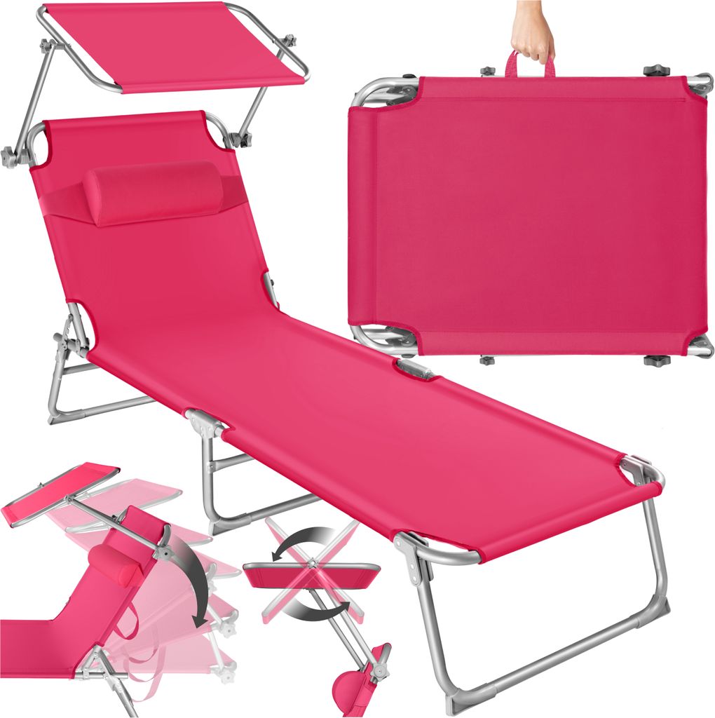 Gartenliege 4-stufig mit Kopfpolster - pink Produktbild 