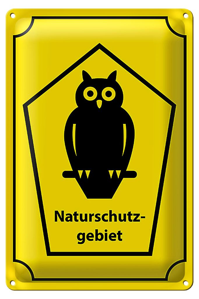 Blechschild Natur 20x30cm Naturschutzgebiet Eule