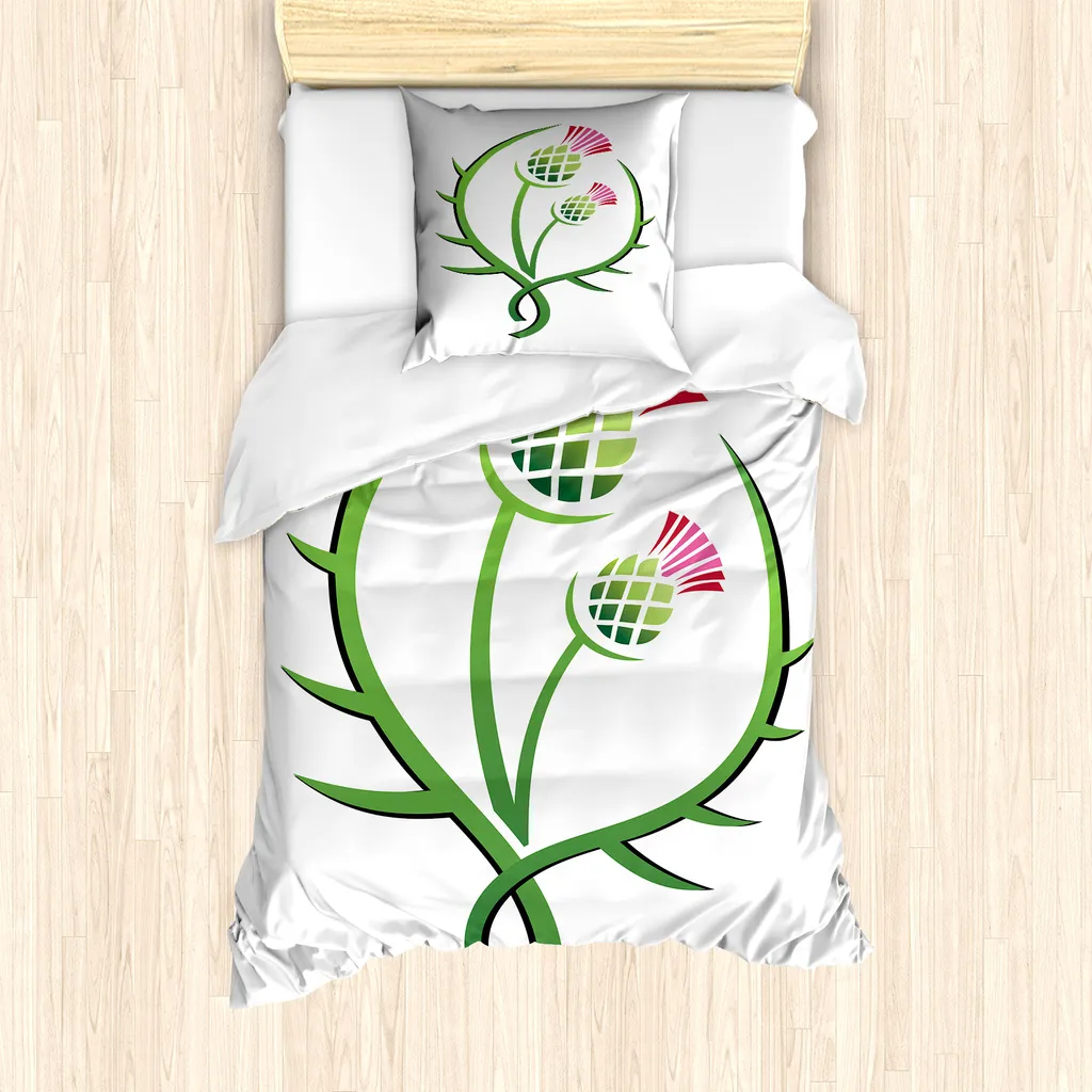 ABAKUHAUS Set copripiumino per letto singolo, motivo floreale, antiacaro, adatto a chi soffre di allergie, con federa, 135 cm x 200 cm - 80 x 80 cm, verde lime e bianco