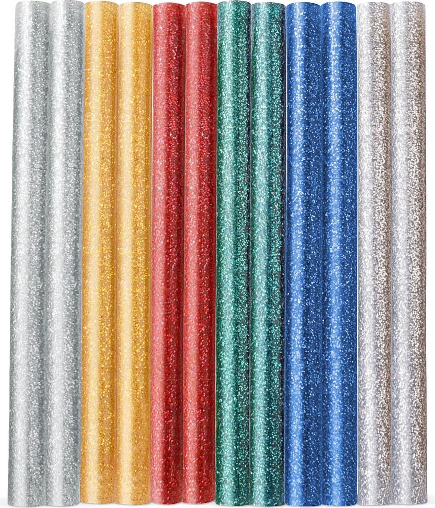 12 Heißklebesticks bunt glitzernd