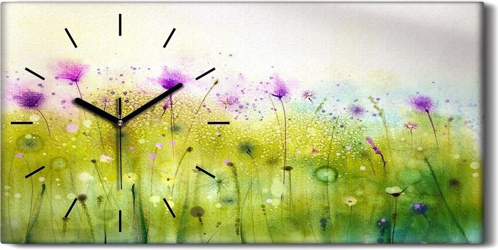 Wanduhr Uhr Wandbild Leinwand 60x30 Gemälde Abstrakte Blumen Pflanzen Kunst - schwarze Hände
