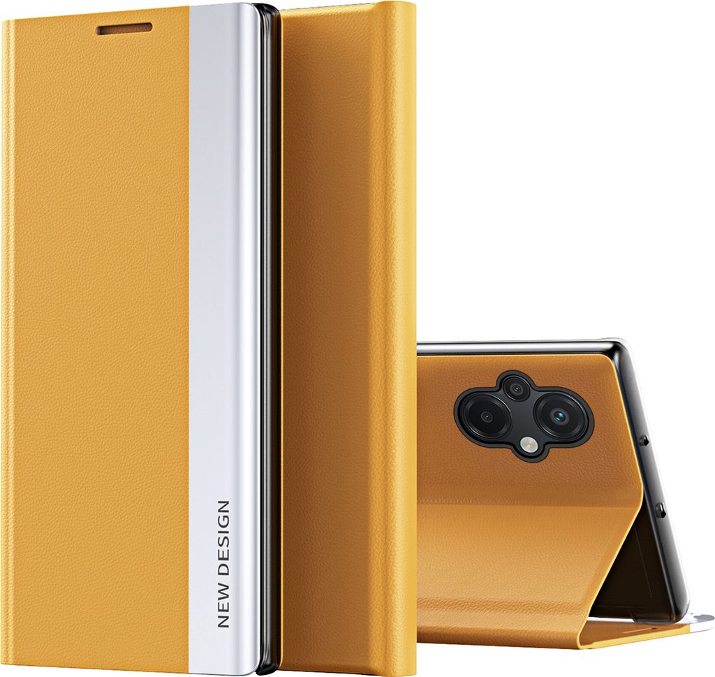 Xiaomi Poco M5 Hülle, Leder PolyurethanMagnetisch Klapp Stand Schutzhülle für Xiaomi Poco M5 Gelb