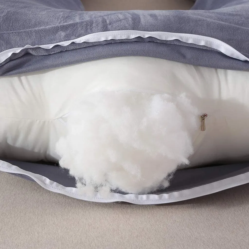 Coussin de grossesse intégral U Shape gris avec taie lavable coton