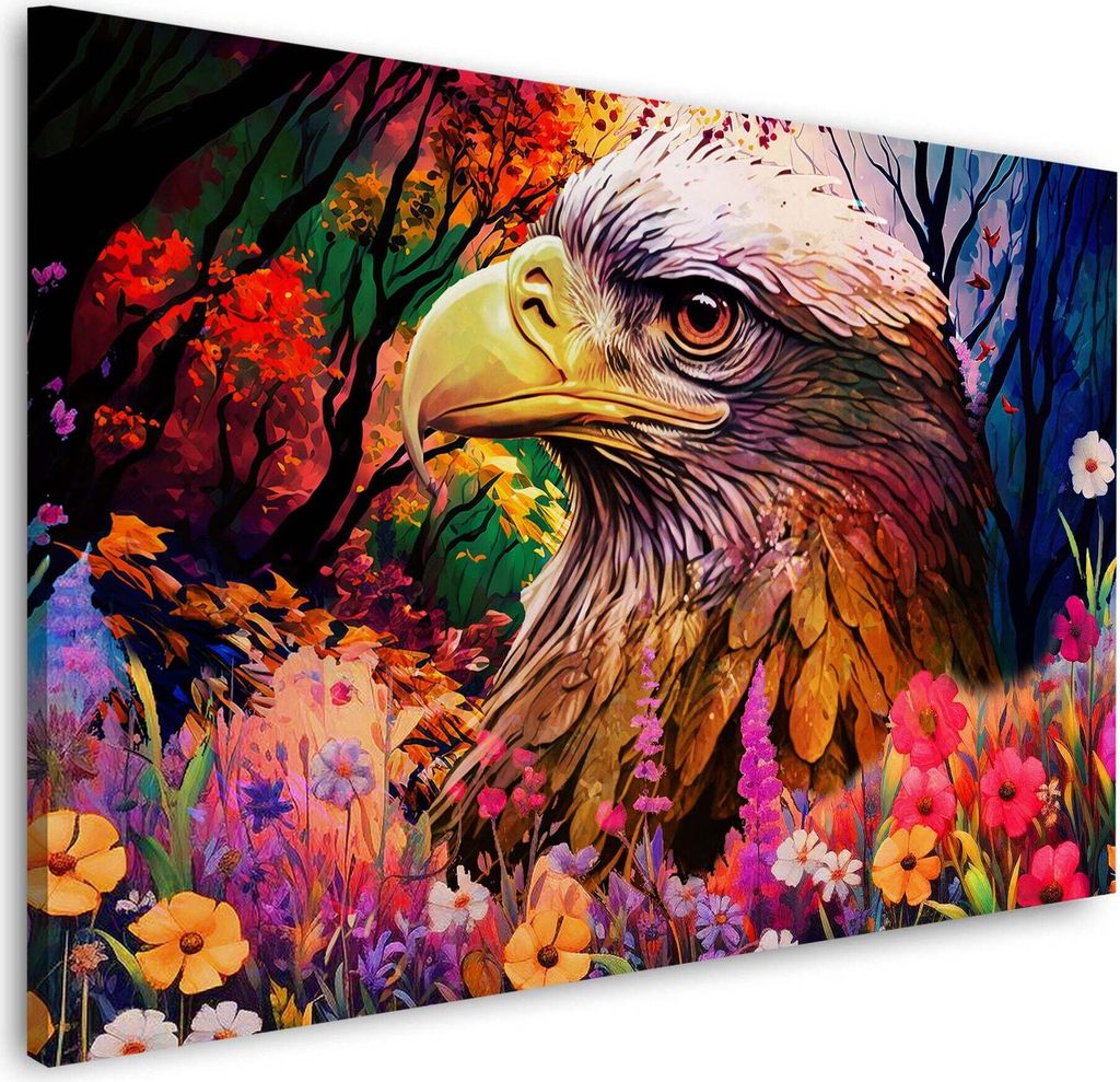 Abstrakt Adler in der Natur Wandbild Leinwandbild Kunstdruck XL Wanddeko: 120x80x2cm