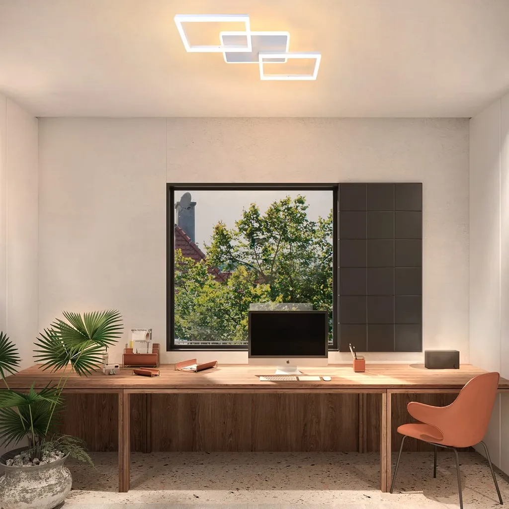 ZMH Plafonnier LED Chambre Dimmable 48W avec Télécommande Design Carré - 9