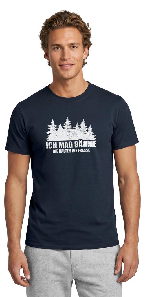 Spreadshirt Ich Mag Bäume Die Halten Die Fresse Geschenkidee Männer T-Shirt, XL, Navy