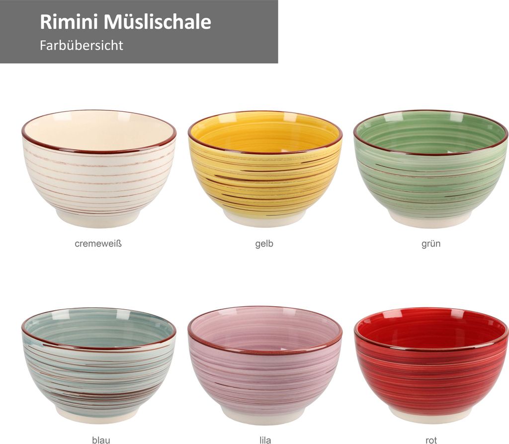 6er Set Müslischale 14cm Rimini bunt Produktbild 2